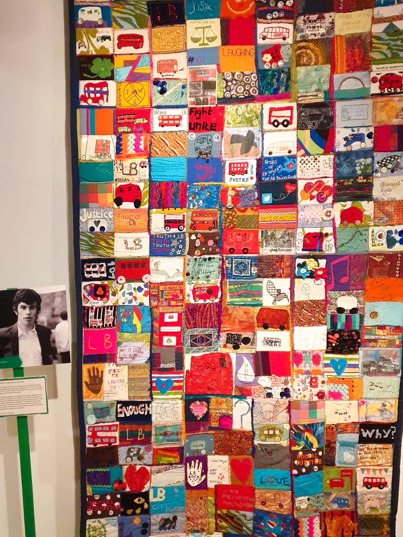 A patchwork quilt at the People's History Museum 'Nothing about us without us' exhibition.