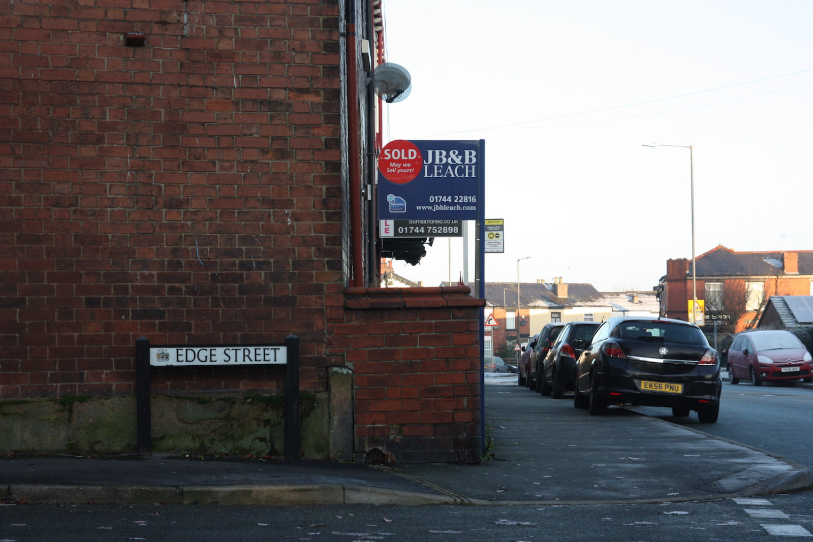 Edge Street is at the end of a road in front of a red brick house
