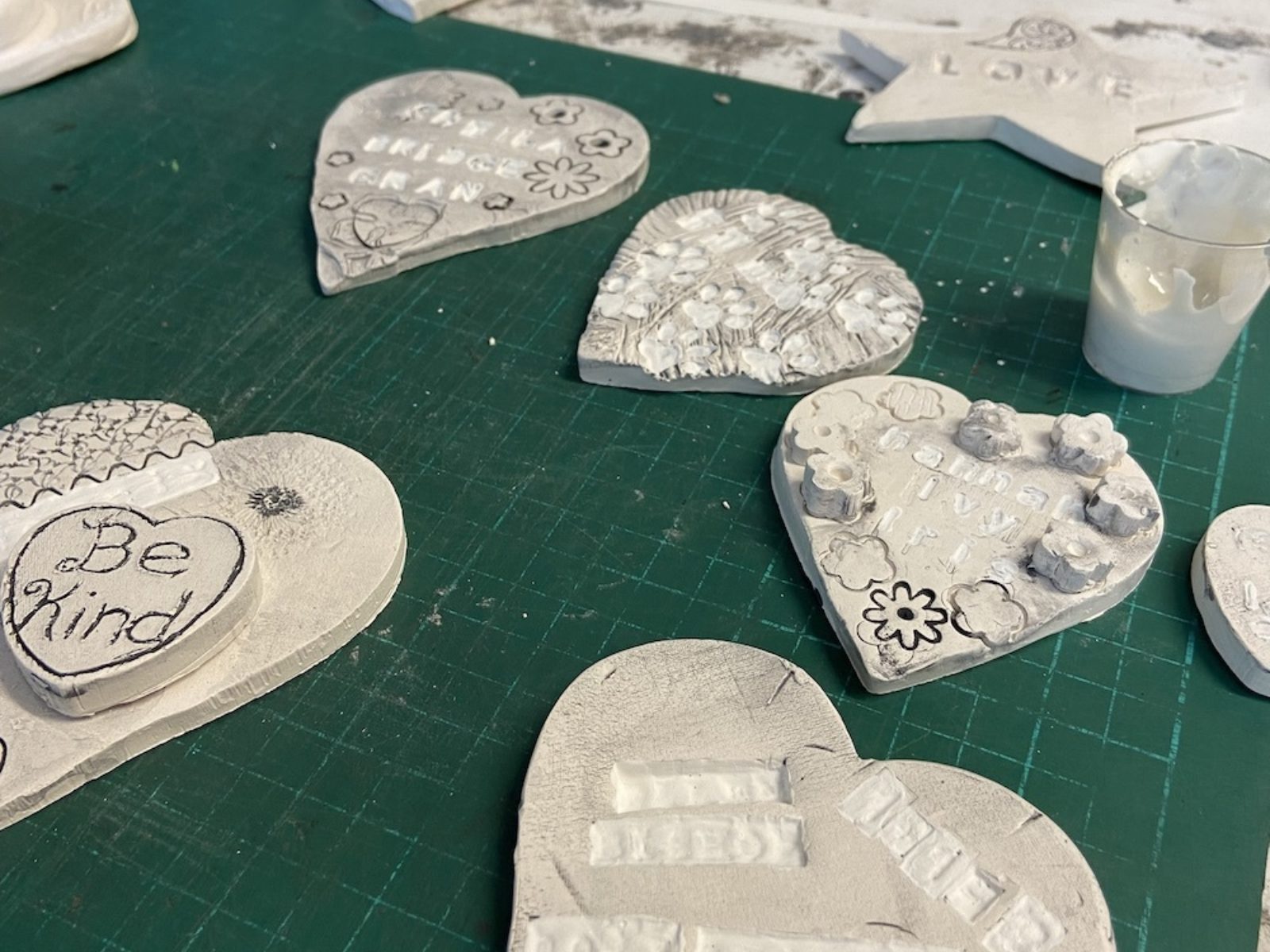 Clay hearts pre-firing