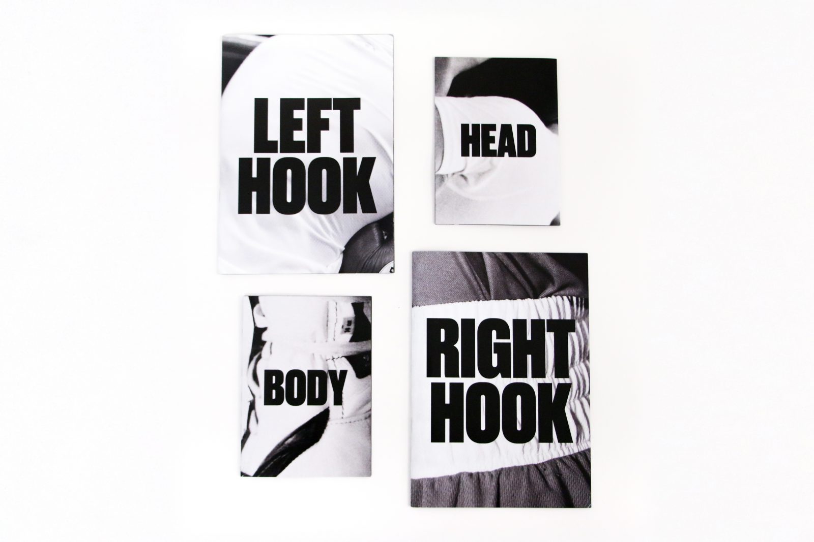 A collage of images with black text. They read 'LEFT HOOK', 'HEAD', 'BODY', 'RIGHT HOOK'.