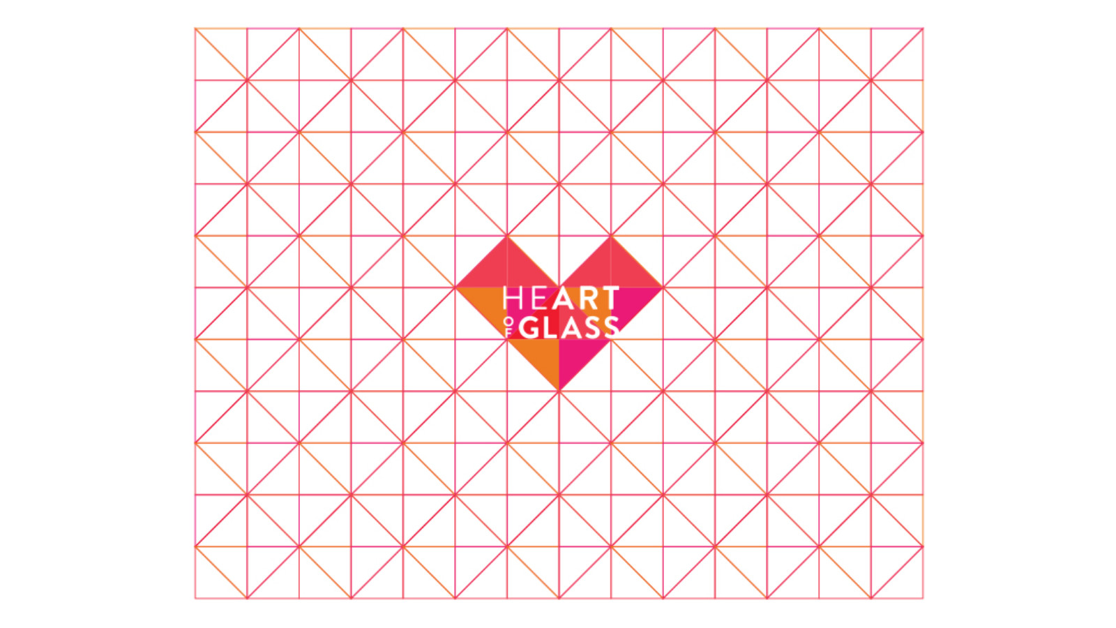 A graphically designed image of a grid with the Heart of Glass heart shaped logo in the middle.