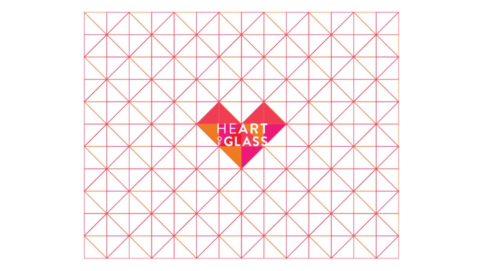 A graphically designed image of a grid with the Heart of Glass heart shaped logo in the middle.